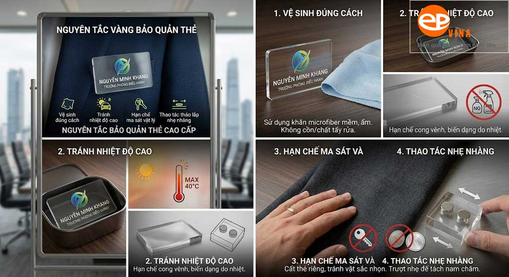 Nguyên tắc giữ thẻ tên mica