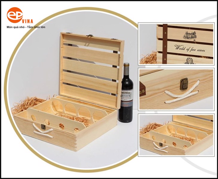 Quà Tặng Doanh Nghiệp chuyên bán lẻ hộp gỗ đựng rượu giá rẻ, chất lượng