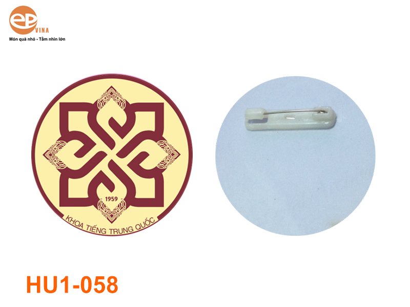 Huy hiệu mica tròn in logo Khoa tiếng Trung 058